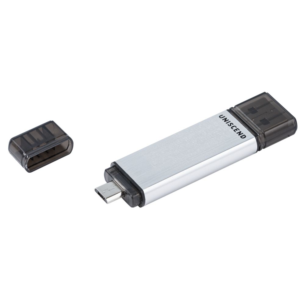 Флешка Uniscend Doubles, с Micro USB, серебристая 16 Гб