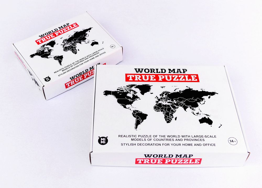 Деревянная карта мира World Map True Puzzle Large, черная