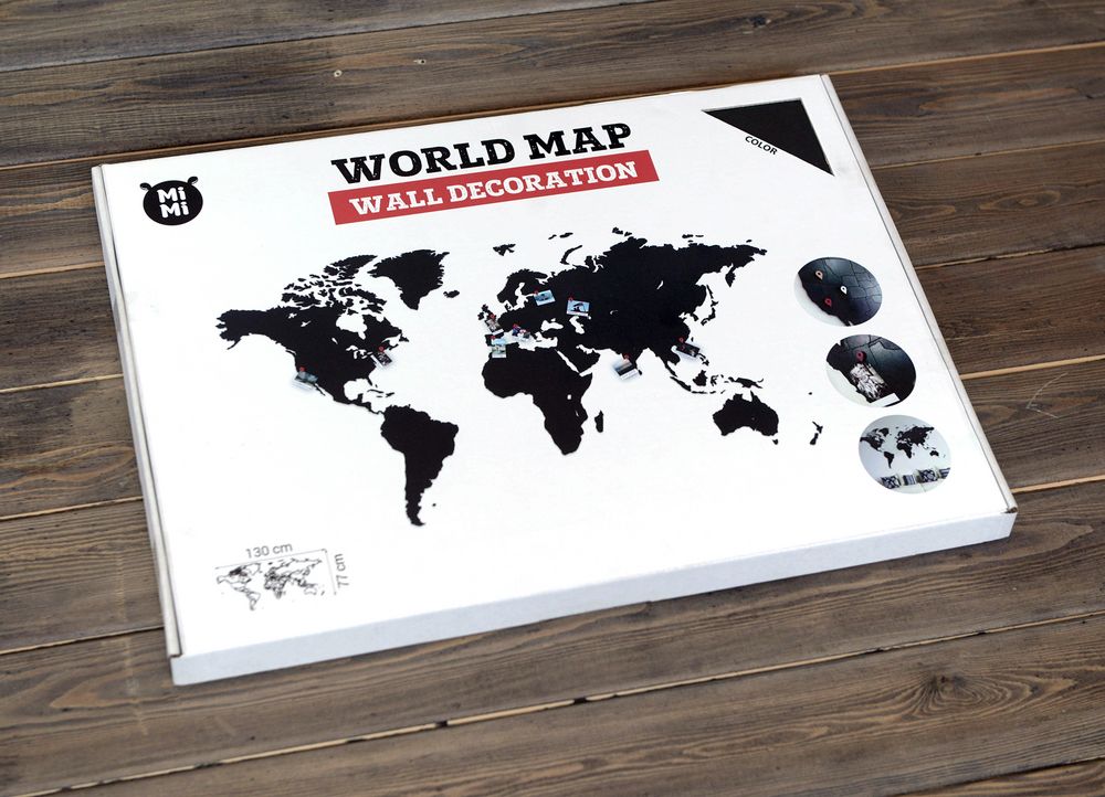 Деревянная карта мира World Map Wall Decoration Small, черная