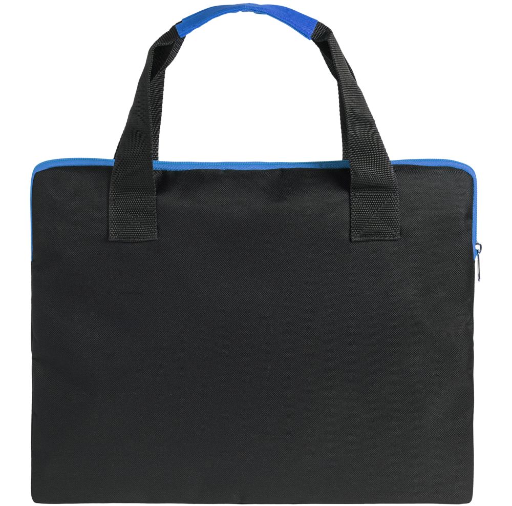 Конференц-сумка Unit Сontour, черная с синей отделкой
